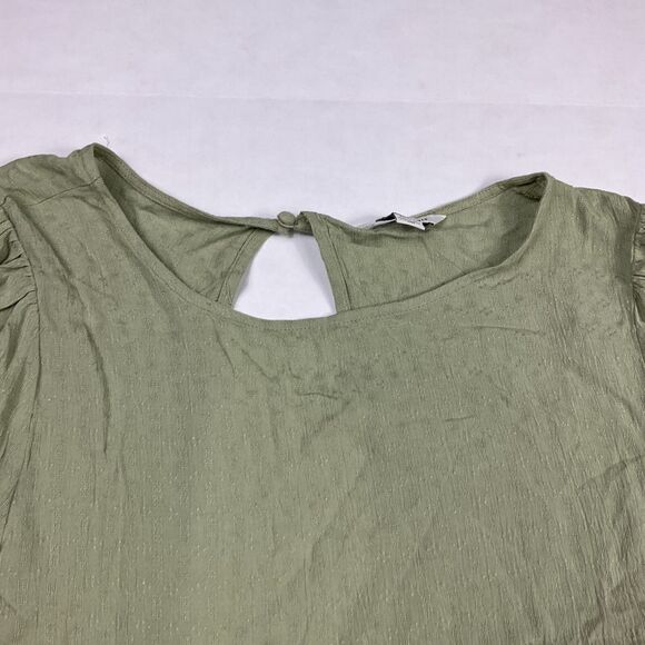 American Eagle Peasant Top M Olive Green Ruffle Tiered Soft Gauze Cottagecore - Picture 3 of 10